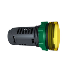 Square D XB5EVG8 Monolithic pilot light, plastic, yellow, Dia 22, plain lens with integral LED, 110…120 V AC  | Blackhawk Supply