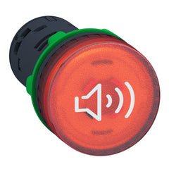 Square D XB5KS2G4 Illuminated buzzer, plastic, red, Dia 22, continuous or intermittent tone, 110...120 V AC  | Blackhawk Supply