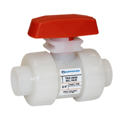 Hayward HCTB5075SACTV 3/4" Actuation Ready PVDF True Union Ball Valve w/FPM o-rings; IPS socket fusion endss  | Blackhawk Supply