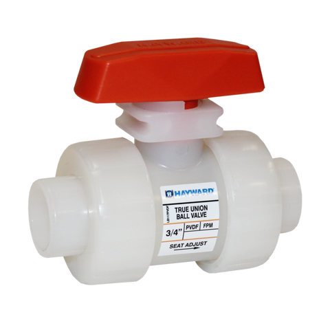 Hayward TB5075S 3/4" PVDF True Union Ball Valve w/FPM o-rings; IPS socket fusion endss  | Blackhawk Supply