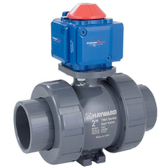 Hayward PCSTBH115STV Actuated 1-1/2" PVC TBH Srs Ball Valve w/FPM seals, SOC/THD, Rack & Pinion PCS Spring-Return Actuator incl.  | Blackhawk Supply