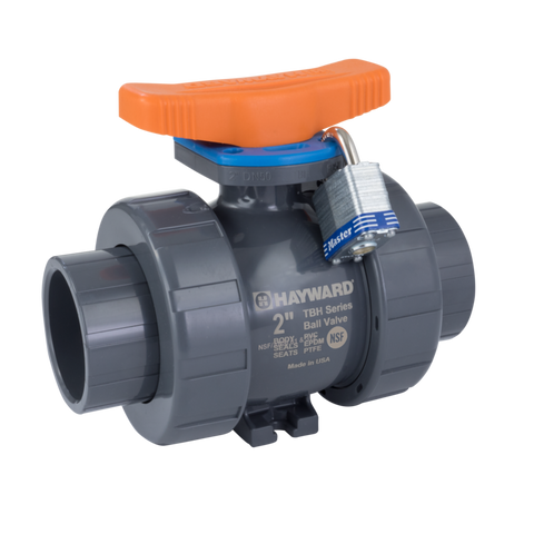 Hayward TBH1200A0FEK000 2" PVC TBH Series Ball Valve, FLGD Ends, EPDM Seals, Actuation Ready  | Blackhawk Supply