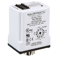 TD-78122 | Timer | Multi-Function | 120VAC/DC | 10 Amp DPDT output | 0.05 Sec - 999 Hr time range | Macromatic