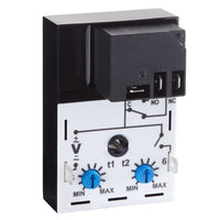 TH46566-30-15JT | Delayed interval (switch trigger) | 12V DC | 30A SPDT | 0.05 - 5 seconds | 0.1 - 10 seconds | Encapsulated | Analog | Macromatic