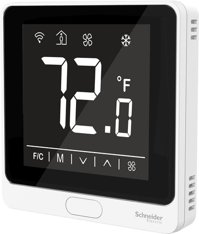 Schneider Electric TH907-DM-W SpaceLogic TH907 Series Thermostat, Touchscreen, 7-day programmable, Modbus, Auxiliary Input, White  | Blackhawk Supply