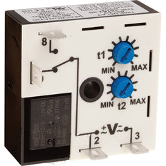 Macromatic THR-16168-F-FJ Delayed interval | 240V AC | 10A SPDT | 0.6 - 60 seconds | Fixed (add product to cart to specify time) | Encapsulated | Analog | Control Voltage connected at Relay Common  | Blackhawk Supply