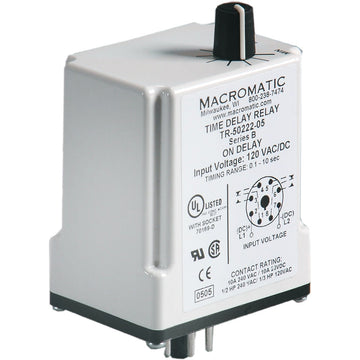 Macromatic TR-50926-16R7 Flasher (ON 1st) | 240V AC | 10A DPDT | 0.3 - 30 seconds | Plug-in | Analog  | Blackhawk Supply