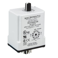 Macromatic TR-52221-12R7 Single shot falling edge retriggerable (switch trigger) | 240V AC | 10A DPDT | 0.05 - 5 seconds | Plug-in | Analog  | Blackhawk Supply