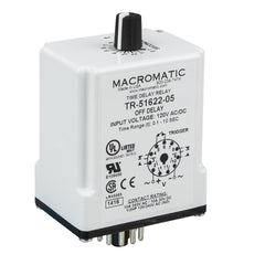 Macromatic TR-52228-09 Time Delay Relay | Plug-in | Single Shot Falling Edge | 24 VAC/DC | 10A DPDT | 1.2 - 120 Sec. Timing  | Blackhawk Supply