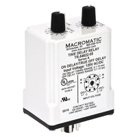 TR-55122-16-10R5 | Repeat cycle (ON 1st) | 120V AC/DC | 10A DPDT | 0.05 - 5 seconds | 0.05 - 5 seconds | Plug-in | Analog | Macromatic