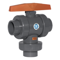 Hayward HCTN1050STE 1/2" Ready for Actuation 3-Way TU Ball Valve PVC w/EPDM o-rings, socket/threaded ends  | Blackhawk Supply