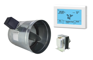 iO HVAC Controls UT32-VK-06 iO HVAC Controls Ventilation Kit includes Titan Thermostat (UT32), 6" 24V Powered Open / Spring Closed Damper, and 20VA Transformer  | Blackhawk Supply