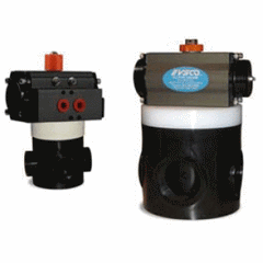 EVSCO 323-PP-1-RA4SR 3/8" 2 Position 3-Way Polypropylene Flow #1 Pneumatic Actuated Spring Return  | Blackhawk Supply