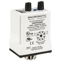 Macromatic VAKP048D Voltage monitor relay for 48 VDC | 10 Amp relay | DPDT | Adj Pick up and Drop out | Adj dropout delay 0.1-10 seconds | plug-in  | Blackhawk Supply