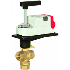 Honeywell VBN3AJPXC000 CONTROL BALL VALVE WITH ELECTRIC ACTUATOR - 1/2 IN. NPT - 3-WAY - 8 CV  - PLATED BRASS TRIM - DCA PROFILE - FLOATING ON/OFF(FAIL IN PLACE) - 24 VAC - 2 AUX SWITCHES  | Blackhawk Supply