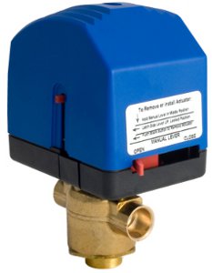 Schneider Electric VM3313T13A00T Erie, Zone Valve Assemblie, 3/4 in, 3-Way Mixing, Sweat, Brass, 4 cv, 20 PSI, Floating, Spring Return, Normally Closed, 24 VAC, Time-out, NEMA 1  | Blackhawk Supply