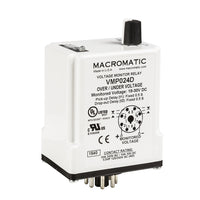 VMP120A | Voltage monitor relay for 120 VAC | 10 Amp relay | DPDT | Adj Pick up | Fixed Drop out and trip delay | plug-in | Macromatic