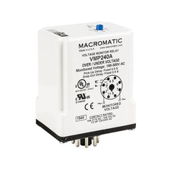 Macromatic VMP240AX Voltage monitor relay for 240 VAC | 10 Amp relay | DPDT | Adj Pick up | Fixed Drop out and trip delay | plug-in | 5A DPDT  | Blackhawk Supply