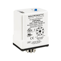 VMP240AX | Voltage monitor relay for 240 VAC | 10 Amp relay | DPDT | Adj Pick up | Fixed Drop out and trip delay | plug-in | 5A DPDT | Macromatic