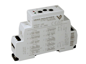 Veris VTD1P-UNI Time Delay Relay, SPDT, Multi-Function, 24-240 VAC/DC, 15 Amp Resistive @ 240 VAC, Minimum Switching Current - 100mA@5VDC, UL Listed, CE  | Blackhawk Supply