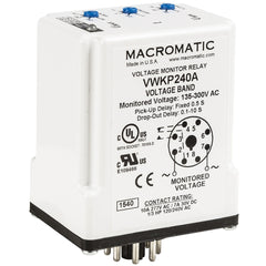 Macromatic VWKP240A Voltage band relay for 240 VAC | 10 Amp relay | DPDT | Adj Pick up and Drop out | Adj dropout delay 0.1-10 seconds | plug-in  | Blackhawk Supply
