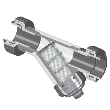 Spears YS3AS8-005CL 1/2 PVC CL T/U Y STRAINER SOC FKM S8MESH  | Blackhawk Supply
