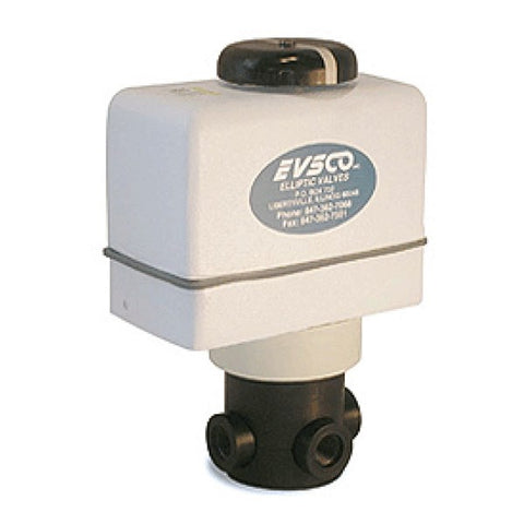 EVSCO 444-PV-BEL-RE13 1/2" 4 Position 4-Way PVDF Bottom Entry Electric Actuated 24VDC  | Blackhawk Supply