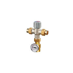 Resideo AM100C1070-USTG-LF 1/2 in. Low lead thermostatic mixing valve 70-120F, Union with temperature gauge  | Blackhawk Supply