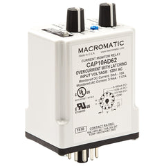 Macromatic CAP10AD62 Current Monitor Relay | Plug-in | 5ma - 10A DC | 120VAC | 10A SPDT | Start-Up Sensing Delay : 0.1 - 10 Sec.  | Blackhawk Supply