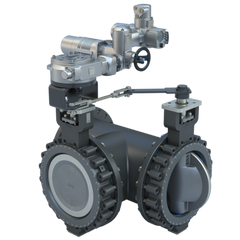 Bray MKL3-5200/AU-4068 20" 3-Way Lugged Butterfly valve High Performance | ANSI Class 150 | CS body | CV 13500 | 120 VAC | On/Off | 40680 lb-in | NEMA 4  | Blackhawk Supply