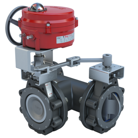 Bray MKL3-2050/70-24-0201H 5" 3-Way Lugged Butterfly valve High Performance | ANSI Class 150 | CS body | CV 790 | 24 VAC/DC | Two position | 2000 lb-in | NEMA 4 | Heater  | Blackhawk Supply