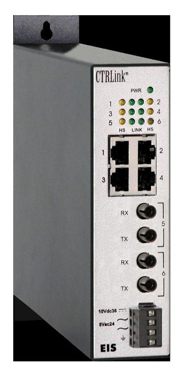 Contemporary Controls EIS6-100T/FT 4-Port 10/100Mbps 2-Port MM ST-fiber UL-864 EIS Switch  | Blackhawk Supply