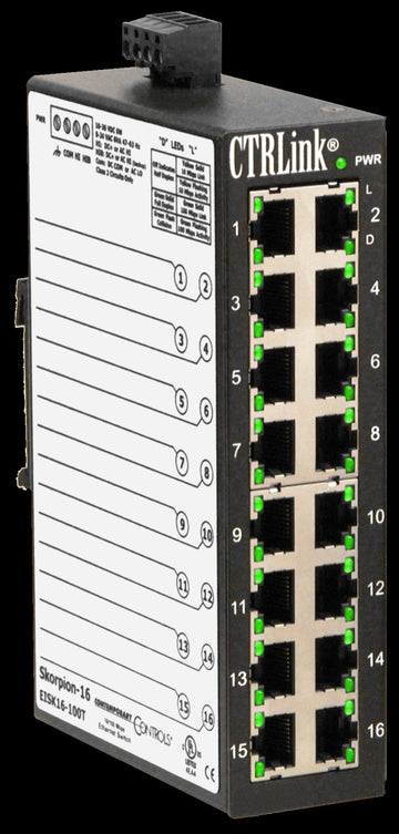 Contemporary Controls EISK16-100T Skorpion 16-Port 10/100Mbps Switch  | Blackhawk Supply