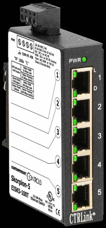 Contemporary Controls EISK5-100T Skorpion 5-Port 10/100Mbps Switch  | Blackhawk Supply