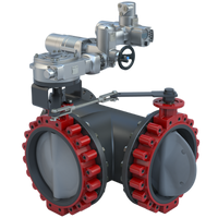 3LNE-20S32/AU-4068 | Butterfly Valve | 3 Way | Flow Configuration 2 | 20 Inch | Nylon Coated Disc | 150 PSI | 120 VAC Non-Spring Return Actuator | On-Off Control | Bray