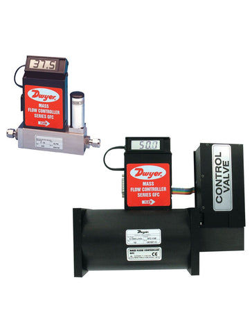 Dwyer GFC-2133 Gas mass flow controller | range 0-50 LPM. Specified flow range is for an equivalent flow of nitrogen at 70°F (21°C) @ 760 mm Hg | 1/4" compression fitting.  | Blackhawk Supply