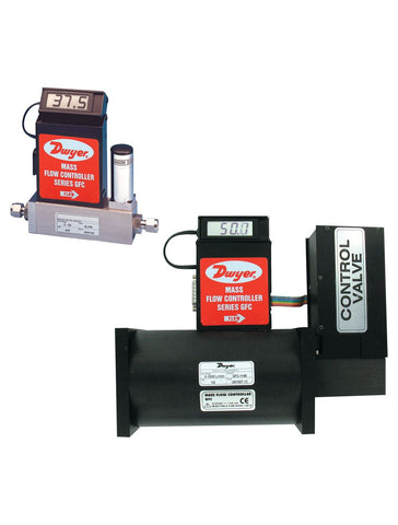 Dwyer GFC-1106 Gas mass flow controller | range 0-500 mL/m. Specified flow range is for an equivalent flow of nitrogen at 70°F (21°C) @ 760 mm Hg | 1/4" compression fitting.  | Blackhawk Supply