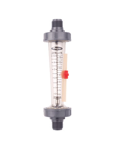 Dwyer LFMC-08-A2 Polycarbonate flowmeter | range 0.5-5 GPM (1.8-18 LPM) water | 1/2" male NPT | 316 SS float.  | Blackhawk Supply