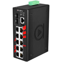 LMP-1202G-SFP-T | 12-Port Industrial Gigabit PoE+ Light Layer 3 Managed Ethernet Switch | w/8*10/100/1000Tx (30W/Port) + 2*10/100/1000Tx + 2*100/1000 SFP; EOT: -40 to 75C | Antaira