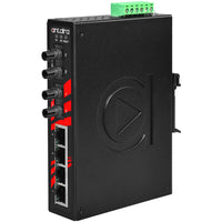 LNX-0602-ST-M-T | 6-Port Industrial Unmanaged Ethernet Switch | w/2*100Fx (ST) Mulit-mode 2Km | EOT (-40°C - 75°C) | Antaira