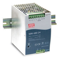 SDR-480-24 | 480 Watt Series / 24 VDC / 20.0 Amps Industrial Slim High-Efficiency Single Output DIN Rail Power Supply | Antaira
