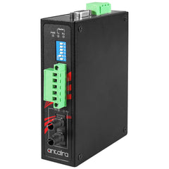 Antaira STF-401C-TM02-T Industrial Compact RS-232/422/485 To Fiber Converter | Multi-Mode 2KM | ST Connector | -40°C ~ 70°C  | Blackhawk Supply