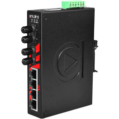 Antaira LNP-0602-ST-M-T 6-Port Industrial PoE+ Unmanaged Ethernet Switch | w/4*10/100Tx (30W/Port) | 2*100Fx Multi-mode 2Km | ST Connector; EOT: -40~75C  | Blackhawk Supply