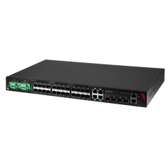 Antaira LMX-3228G-10G-SFP-DD 32-Port Industrial Gigabit Managed Ethernet Switch | with 4*10/100/1000 RJ45 Ports | 24*100/1000 SFP Slots | and 4*1G/10G SFP+ Slots with Dual DC Power Supply (-48V)  | Blackhawk Supply