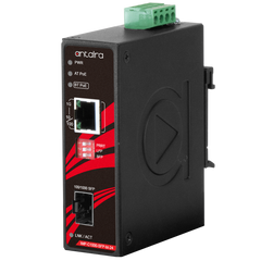 Antaira IMP-C1000-SFP-bt-24 Compact Industrial Gigabit IEEE 802.3bt Ethernet-to-Fiber Media Converter | 1*10/100/1000TX (PSE: 90W) to 1*100/1000 SFP Slot; 12~55VDC  | Blackhawk Supply