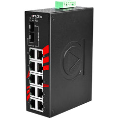 Antaira LNX-1002C-SFP-T 10-Port Industrial Gigabit Unmanaged Ethernet Switch | w/8*10/100Tx + 2*Gigabit Combo (2*10/100/1000 RJ45 | and 2*100/1000 SFP Slot); EOT: -40 ~ 75C  | Blackhawk Supply