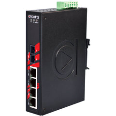 Antaira LNP-0501-M-T 5-Port Industrial PoE+ Unmanaged Ethernet Switch w/4*10/100TX (30W/Port) + 1*100Fx Multi-mode 2Km; EOT: -40~75C  | Blackhawk Supply