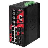 LMP-2012G-SFP-T | 20-Port Industrial Gigabit PoE+ Light Layer 3 Managed Ethernet Switch | with 8*10/100/1000Tx (30W/Port) and 12*100/1000 SFP Slots; EOT: -40°C to 75°C | Antaira