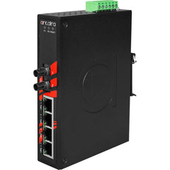 Antaira LNP-0501-ST-M-T 5-Port Industrial PoE+ Unmanaged Ethernet Switch w/4*10/100TX (30W/Port) + 1*100Fx Multi-mode 2Km | ST Connector; EOT: -40~75C  | Blackhawk Supply