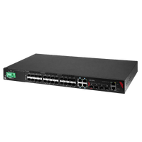 LMX-3228G-10G-SFP-DC | 32-Port Industrial Gigabit Managed Ethernet Switch | with 4*10/100/1000 RJ45 Ports | 24*100/1000 SFP Slots | and 4*1G/10G SFP+ Slots with Single DC Power Supply (-48V) | Antaira